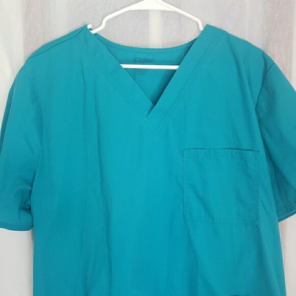 Scrubstar Scrub Top Turquoise Blue Scrubs Medical Vet Dental Size XL - Picture 2 of 9